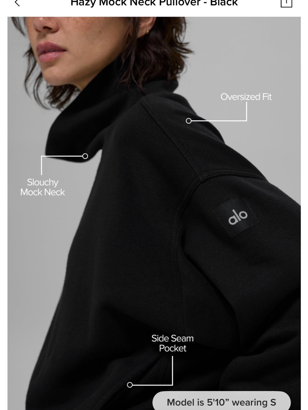 ALO Yoga Hazy Mock Neck Pullover Black